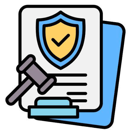 Compliance document with shield and gavel